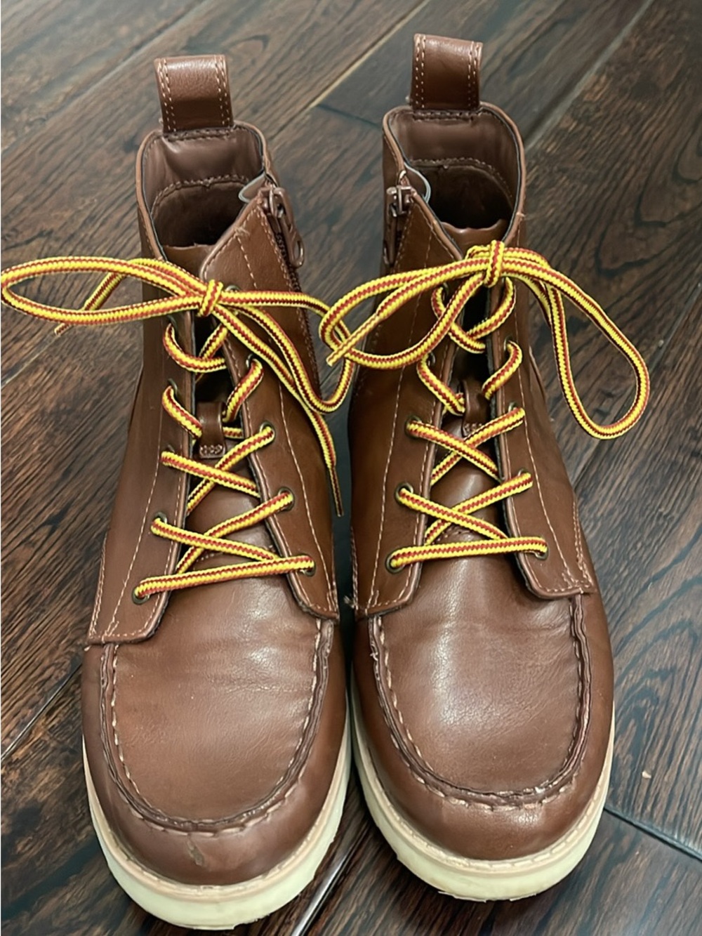 Kid’s Brown Leather Lace-Up Work Boots